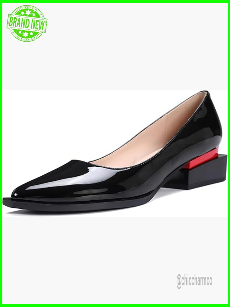 Comfortable Chunky Heel Pumps For Work Wedding Patent Leather Loafers Arch